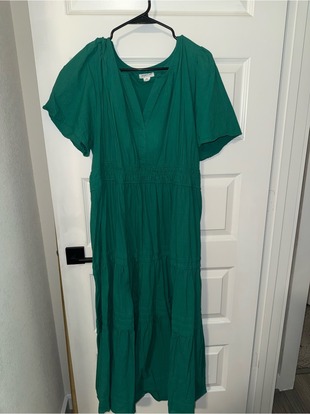 Chic Soul Emerald V-Neck Tiered Maxi Dress